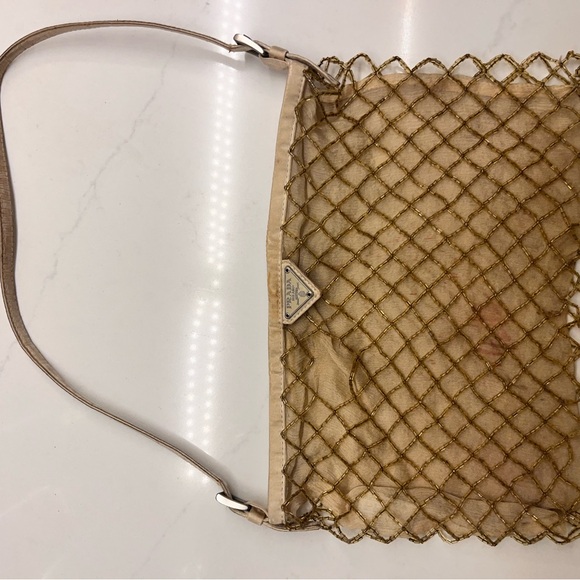 Prada Gold Beaded Silk Chiffon Lined Mini Evening Bag - Picture 11 of 11